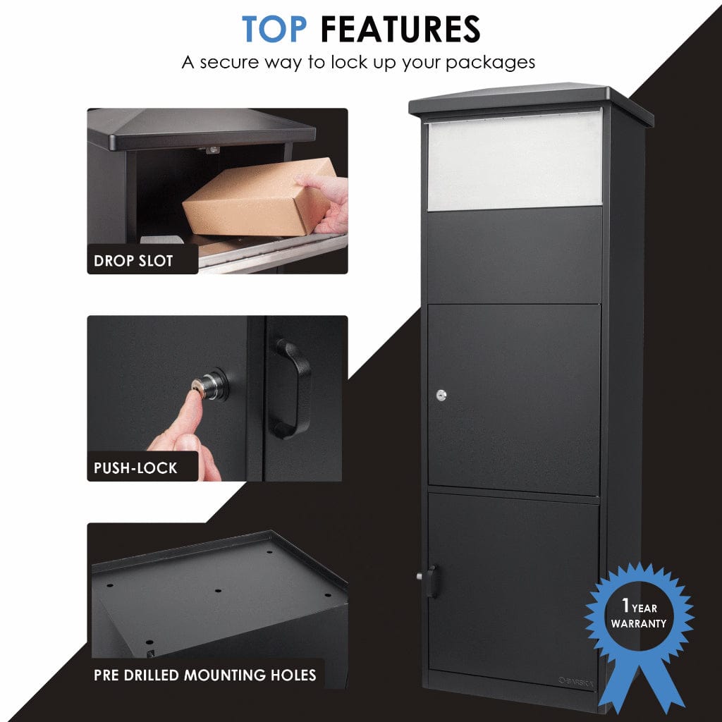 Barska MPB-600 Mail/Parcel Drop Box CB13332 | Stainless Steel Drop Door &amp; Package Compartment | Push Button &amp; Key Lock