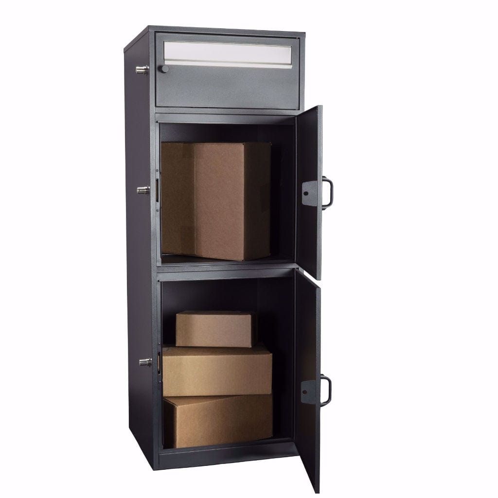 Barska MPCB-100 Mail/Parcel Box CB13610 | Two Parcel Doors & Retractable Shelf | Push Button Lock