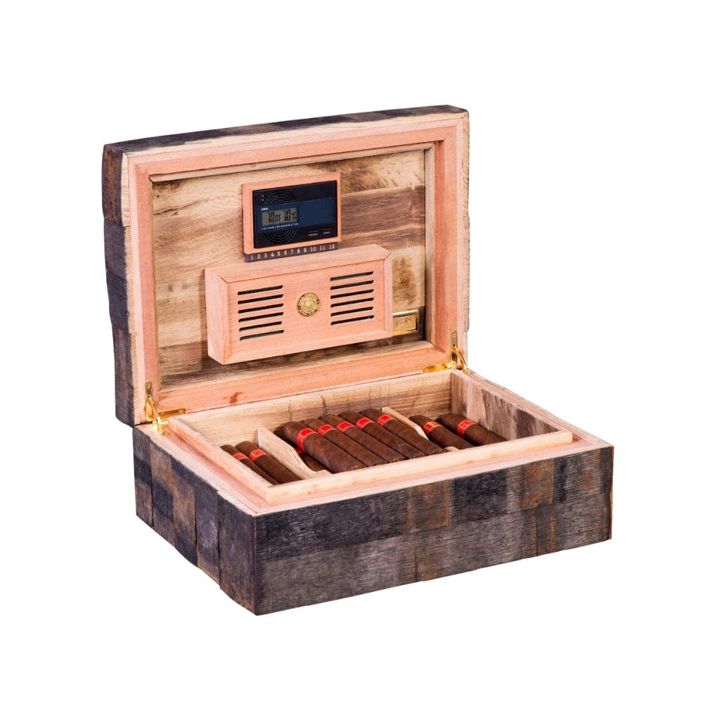 Daniel Marshall 1962 &quot;50 Year Old Oak Whiskey Stave&quot; Cigar Humidor Limited Edition | 150 Cigar Capacity | Spanish Cedar Lift Tray with Dividers