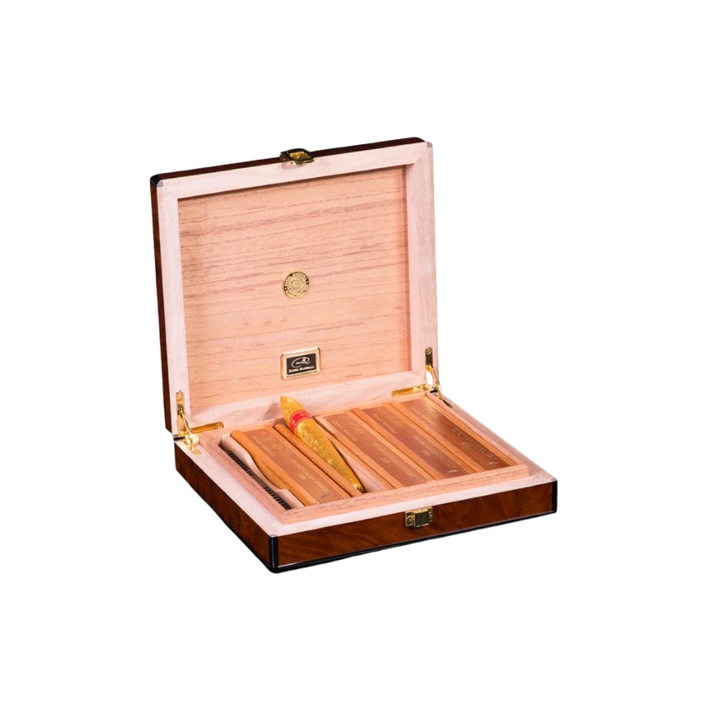 Copy of Daniel Marshall Desk-Travel Humidor in Precious Burl Private Stock | 20 Cigar Capacity | 24kt Gold Plated Hinges & Locks | Spanish Cedar Interior