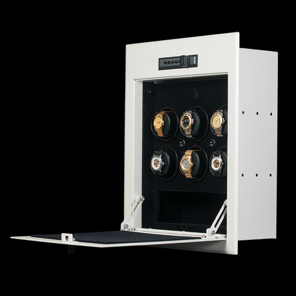 Orbita W21700 Wallsafe 6 Wallsafe Series Watch Winder | Rotorwind | 6 Watch Winding Capacity with Compartment | Secure & Hidden Protection