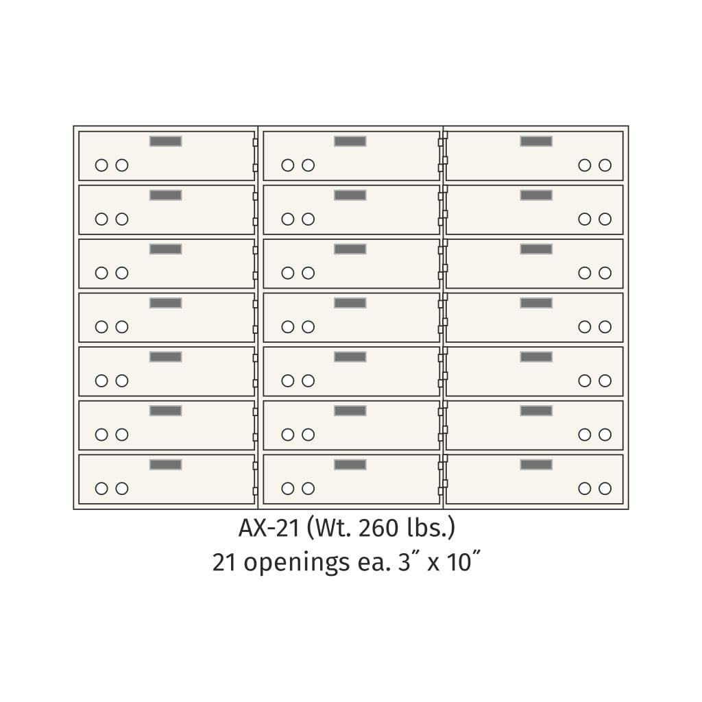 SoCal Bridgeman AX-21 Modular Depository Safe | 21 x [3"x10"] Deposit Boxes