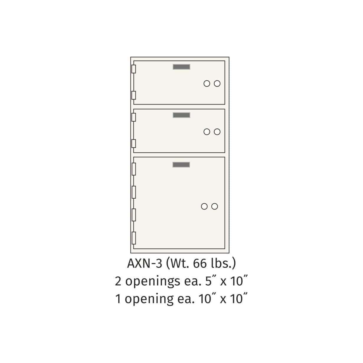 SoCal Bridgeman AXN-3 Modular Depository Safe | 2 x [5"x10"] + 1 x [10"x10"] Deposit Boxes