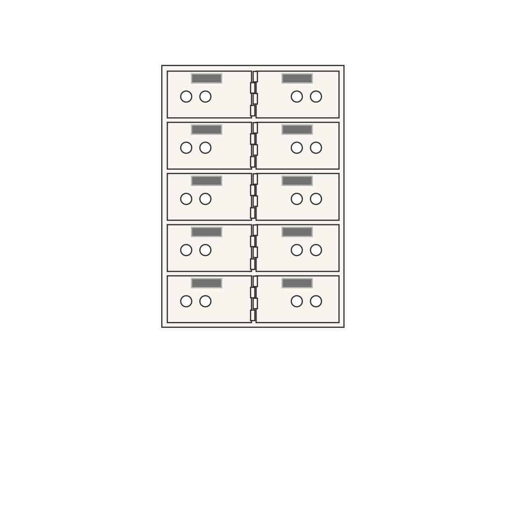 SoCal Bridgeman SDXN-10 Modular Safe Deposit Boxes | 10 x [3&quot;x5&quot;] Security Boxes