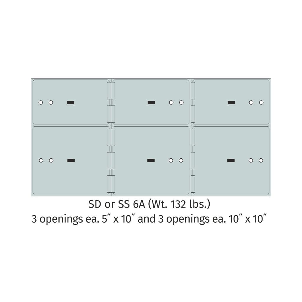 SoCal Bridgeman SS-6A Modular Safe Deposit Boxes | 3 x [5"x10"] + 3 x [10"x10"] Security Boxes