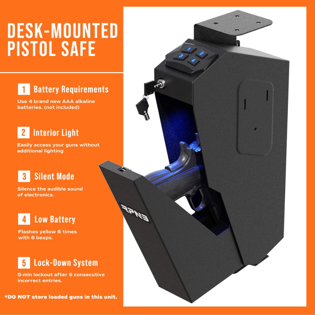 RPNB RP311E Bedside Pistol Safe | Foam Interior | Electronic Lock