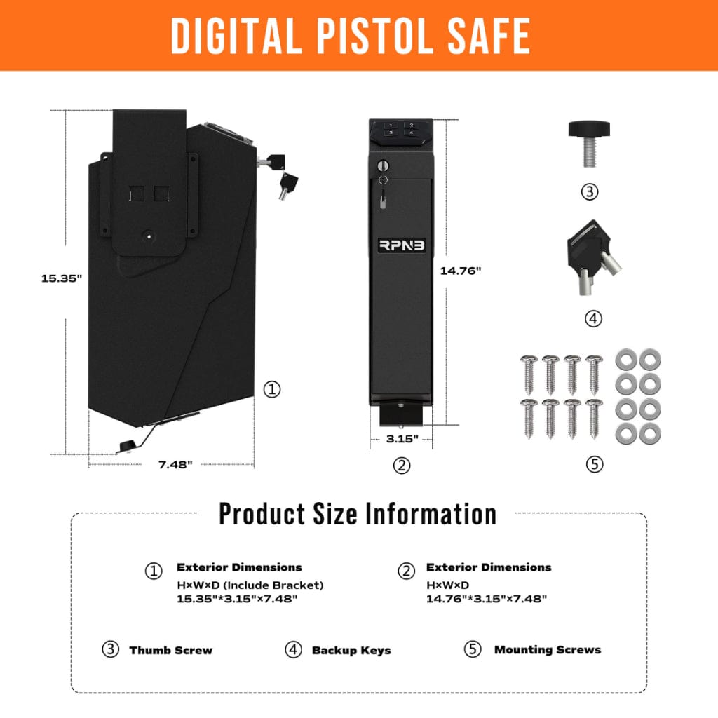 RPNB RP311E Bedside Pistol Safe | Foam Interior | Electronic Lock