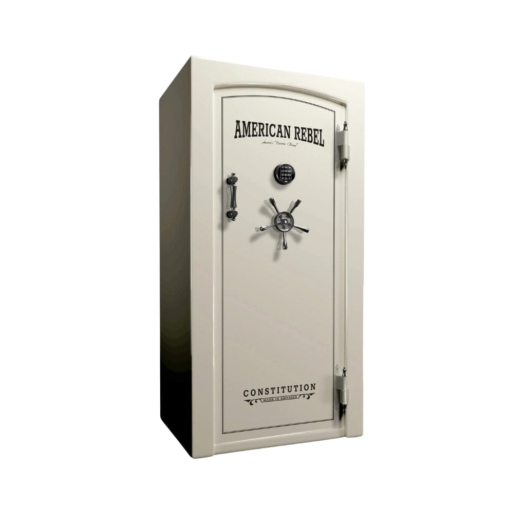 American Rebel CS25 Constitution 25 Gun Safe | UL RSC Rated | 36 Gun Capacity | 120 Minutes Fireproof at 1750°F Ivory Gloss / Standard / Silver