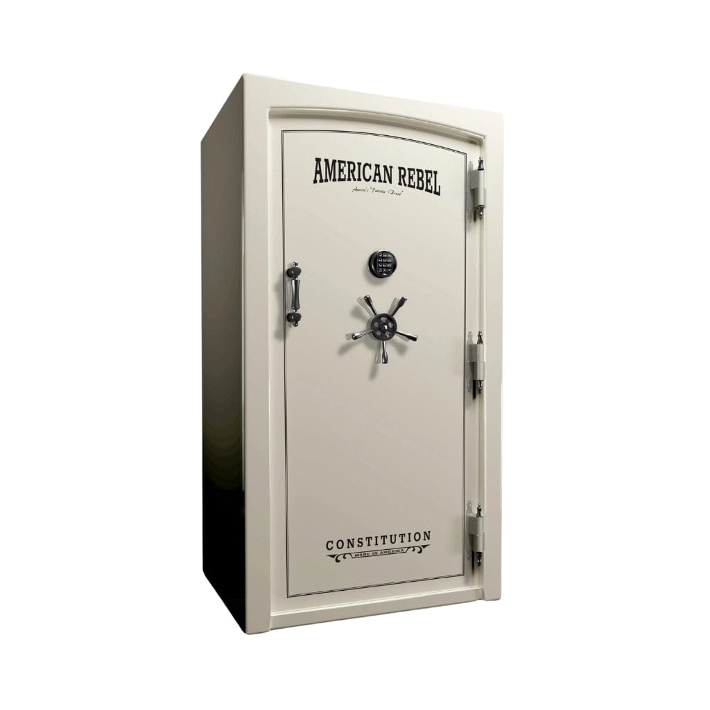 American Rebel CS40 Constitution 40 Gun Safe | UL RSC Rated | 49 Gun Capacity | 120 Minutes Fireproof at 1750°F Ivory Gloss / Standard / Silver