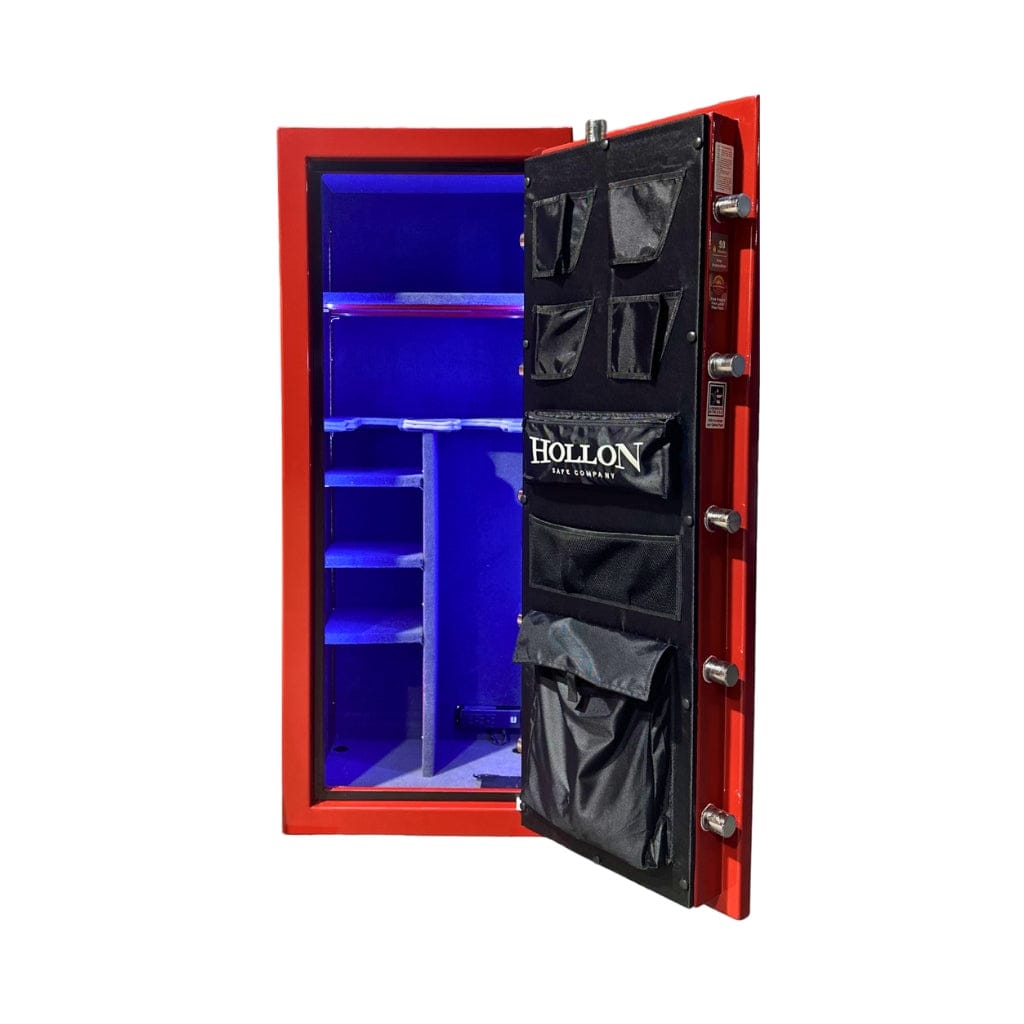 Hollon BHS-16E Black Hawk Gun Safe with Electronic Lock | 16 Gun Capacity | 90 Minute Fire  Rated | Gray/Red