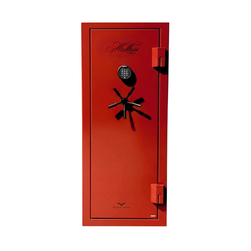 Hollon BHS-16E Black Hawk Gun Safe with Electronic Lock | 16 Gun Capacity | 90 Minute Fire  Rated | Gray/Red Red / Long Gun Configuration
