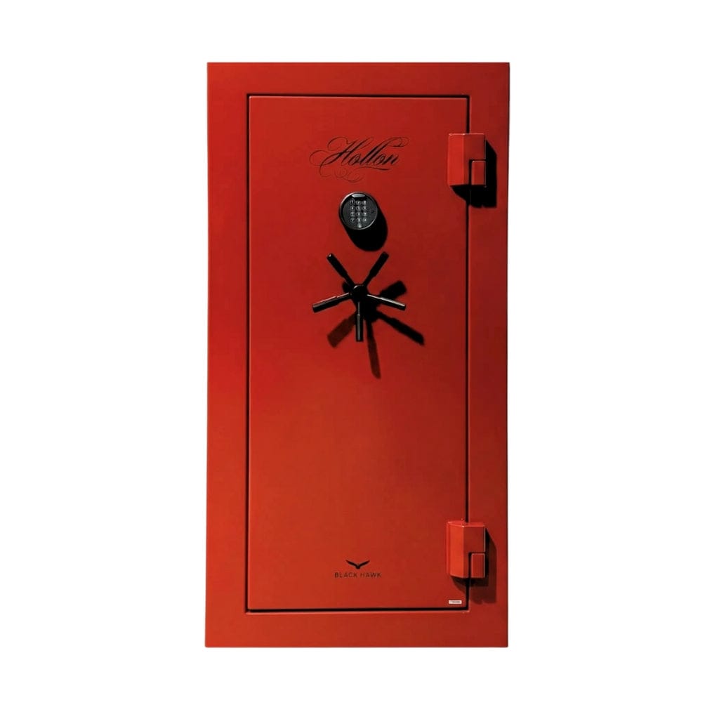 Hollon BHS-22E Black Hawk Gun Safe with Electronic Lock | 22 Gun Capacity | 90 Minute Fire Rated | Gray / Red Red / Long Gun Configuration