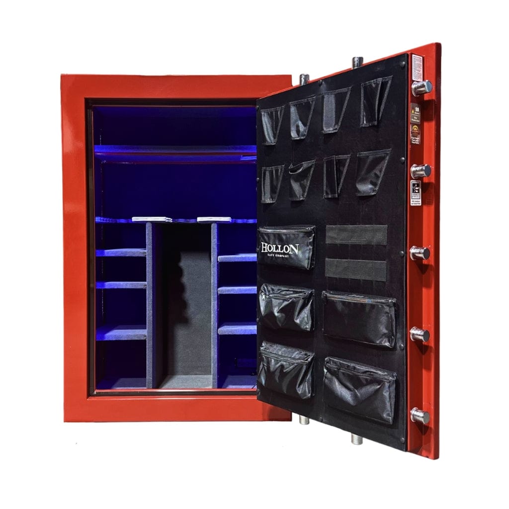 Hollon BHS-39E Black Hawk Gun Safe with Electronic Lock | 39 Gun Capacity | 90 Minute Fire Rated | Gray / Red