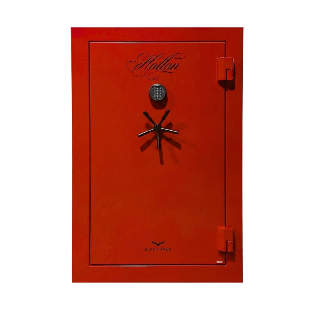 Hollon BHS-39E Black Hawk Gun Safe with Electronic Lock | 39 Gun Capacity | 90 Minute Fire Rated | Gray / Red Red / Long Gun Configuration