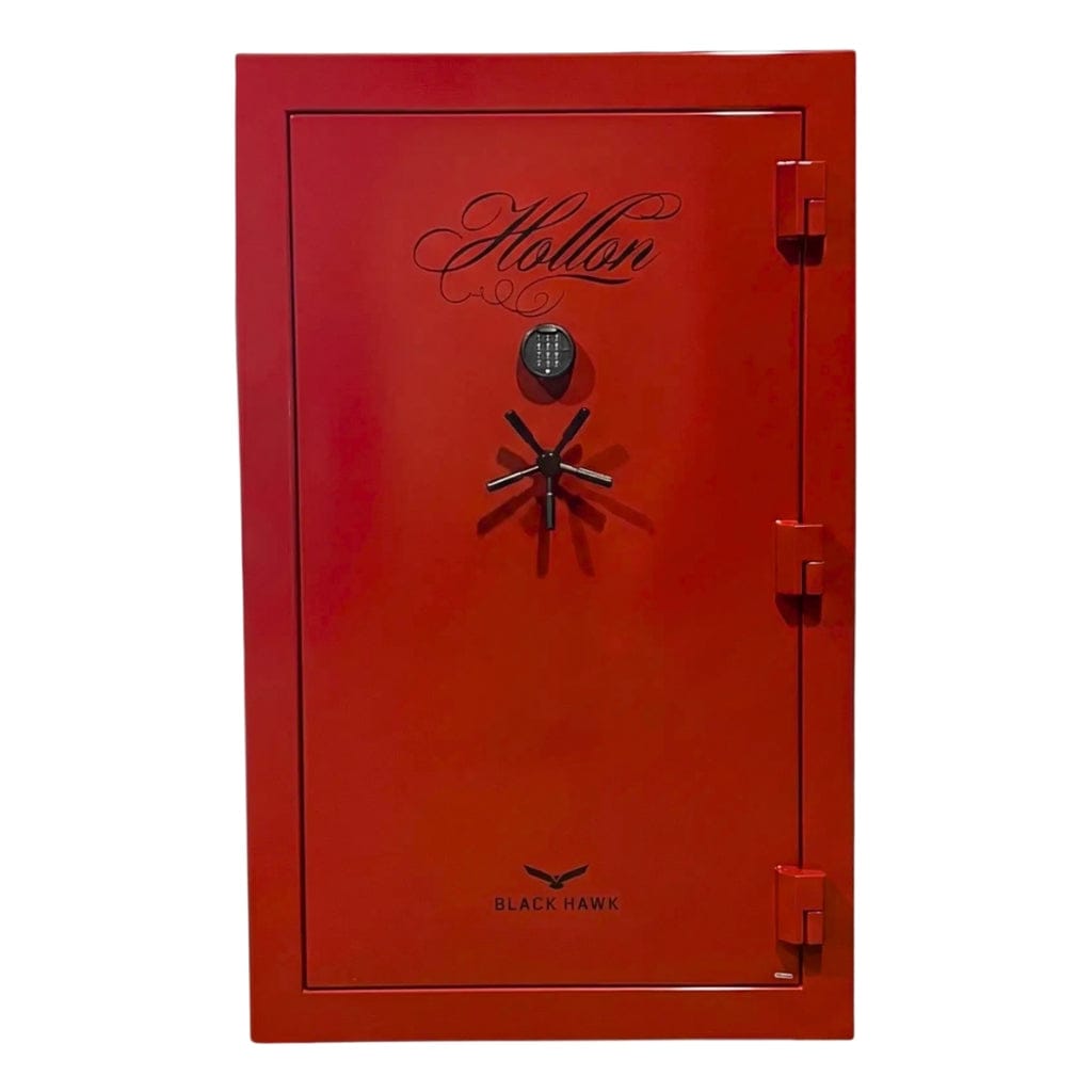 Hollon BHS-45E Black Hawk Gun Safe with Electronic Lock | 45 Gun Capacity | 90 Minute Fire Rated | Gray / Red Red / Long Gun Configuration