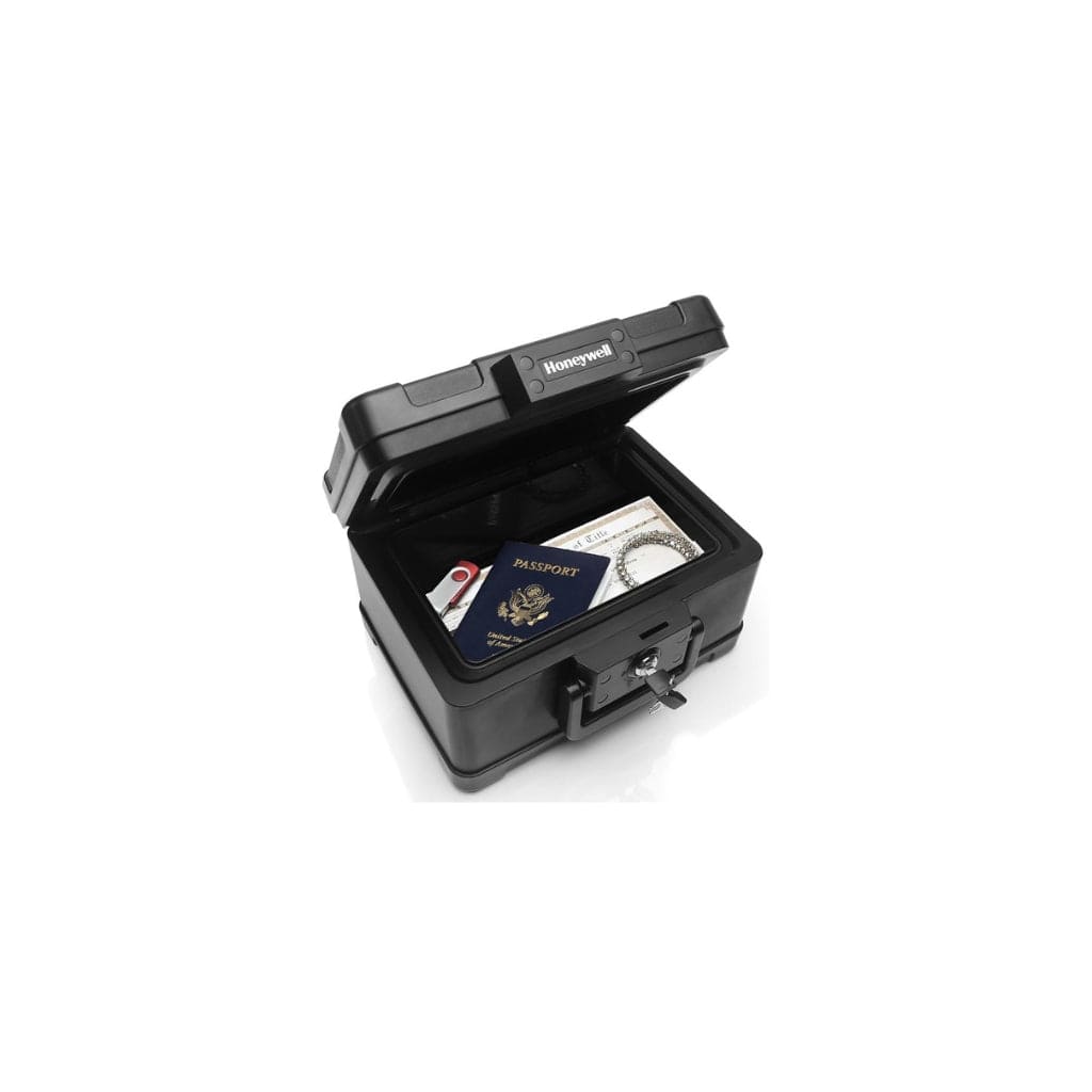 Honeywell 1502 Small Security Chest | ETL 30 Minute Fireproof | 72 Hour Waterproof | Convenient Carry Handle