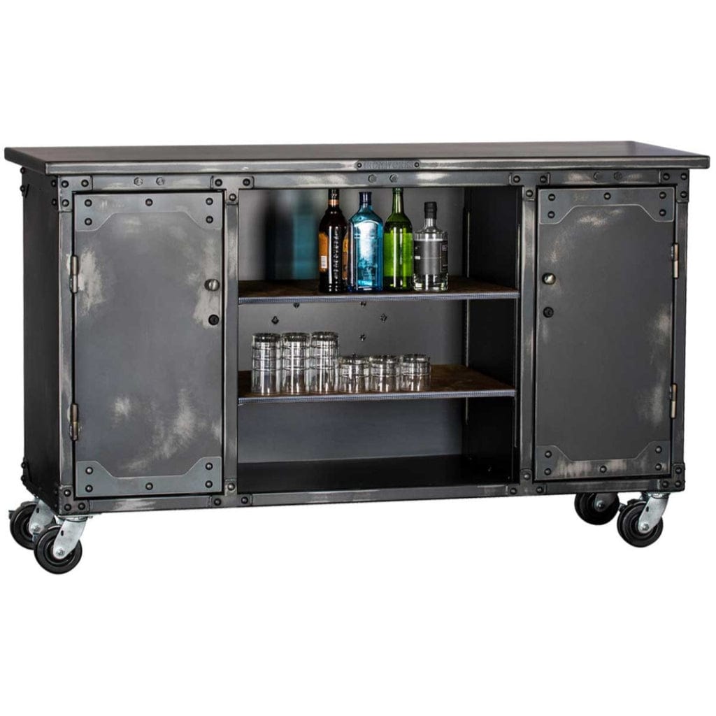 Rhino IWB4372 / IWB4372A Ironworks Mobile Bar | Home Furniture ǀ 43&quot;H x 72&quot;W x 23&quot;D ǀ 580 LBS
