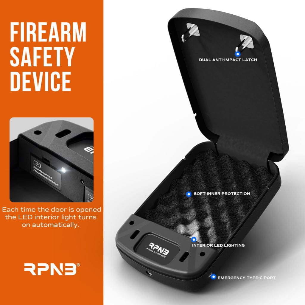 RPNB RP2008 Pistol Safe | 1 Handgun Capacity | Biometric, Digital Keypad, &amp; Key Lock