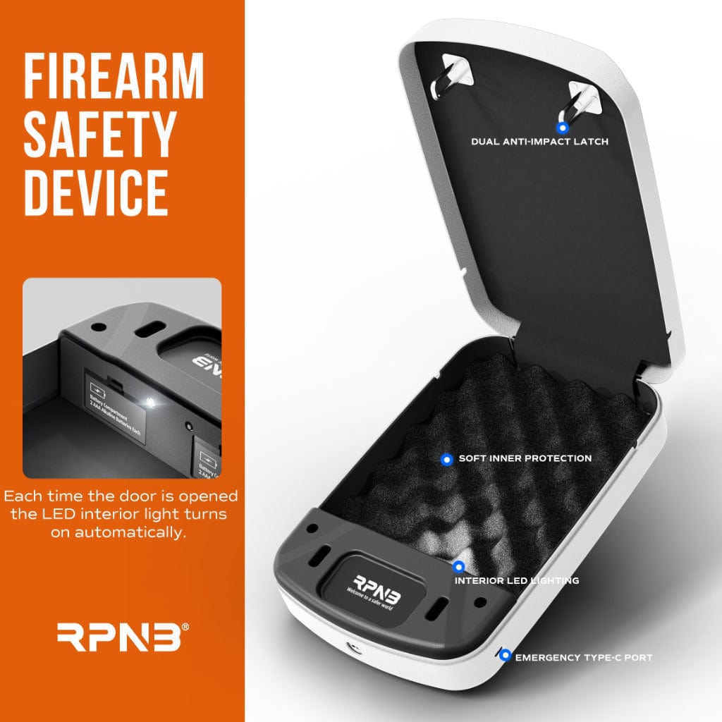 RPNB RP2008 / RP2008W Pistol Safe | 1 Handgun Capacity | Biometric, Digital Keypad, &amp; Key Lock