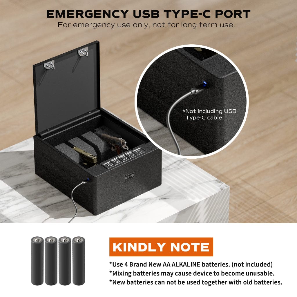 RPNB RP2016 Pistol Safe | 4 Handgun Capacity | Biometric, Digital Keypad, &amp; Key Lock