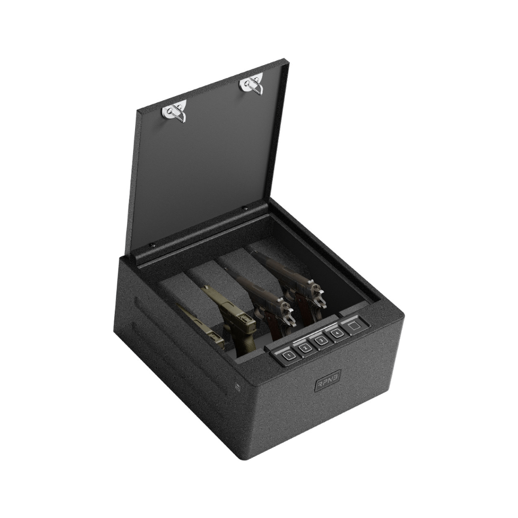RPNB RP2016 Pistol Safe | 4 Handgun Capacity | Biometric, Digital Keypad, & Key Lock