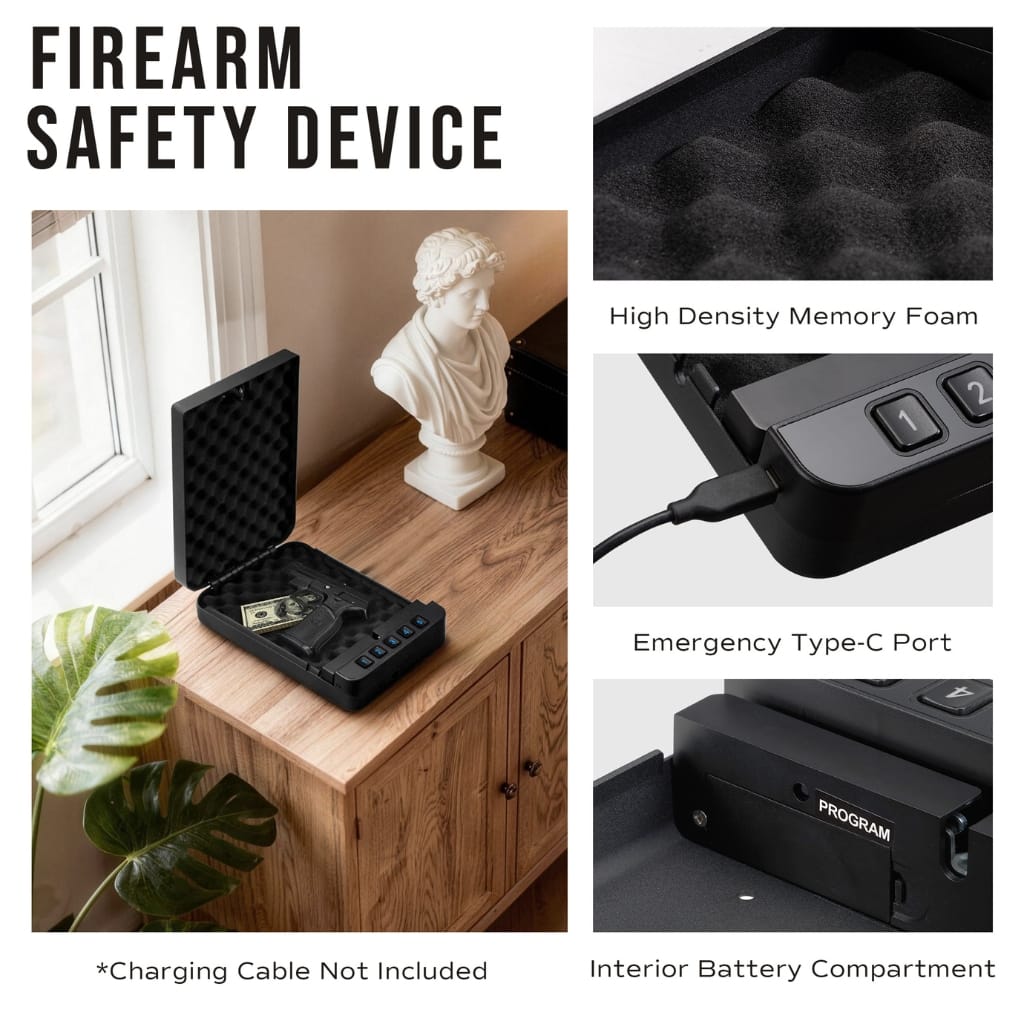 RPNB RP2019 Portable Smart Digital Gun Safe | Pistol Lock Box  | Electronic Keypad