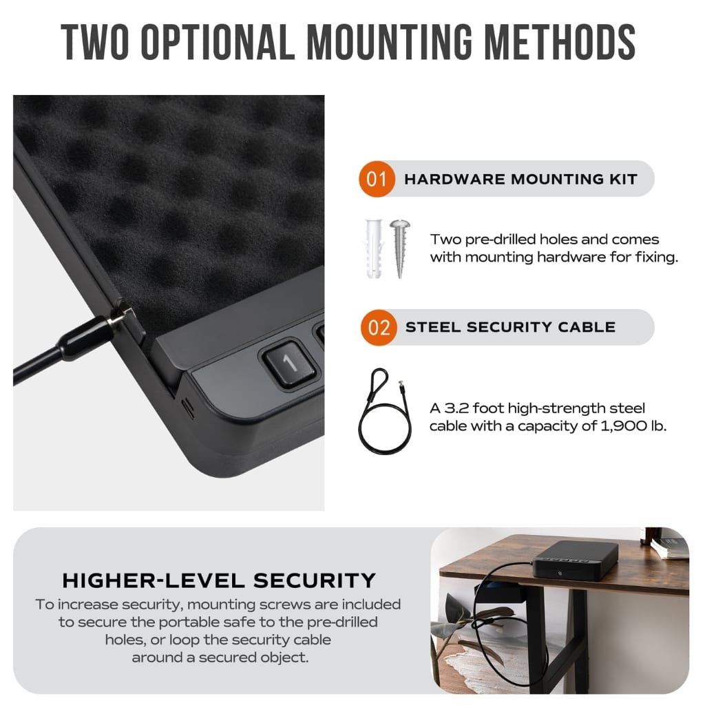 RPNB RP2019 Portable Smart Digital Gun Safe | Pistol Lock Box  | Electronic Keypad