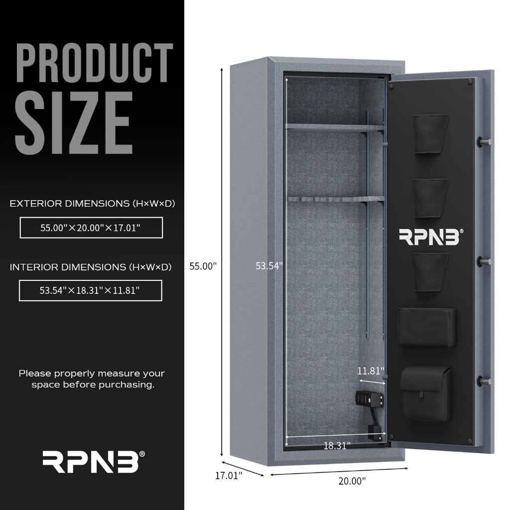 RPNB RPFS14-G RPFS Series Gun Safe | 14 Long Gun Capacity | 40 Minute Fire Rated | Biometric Lock