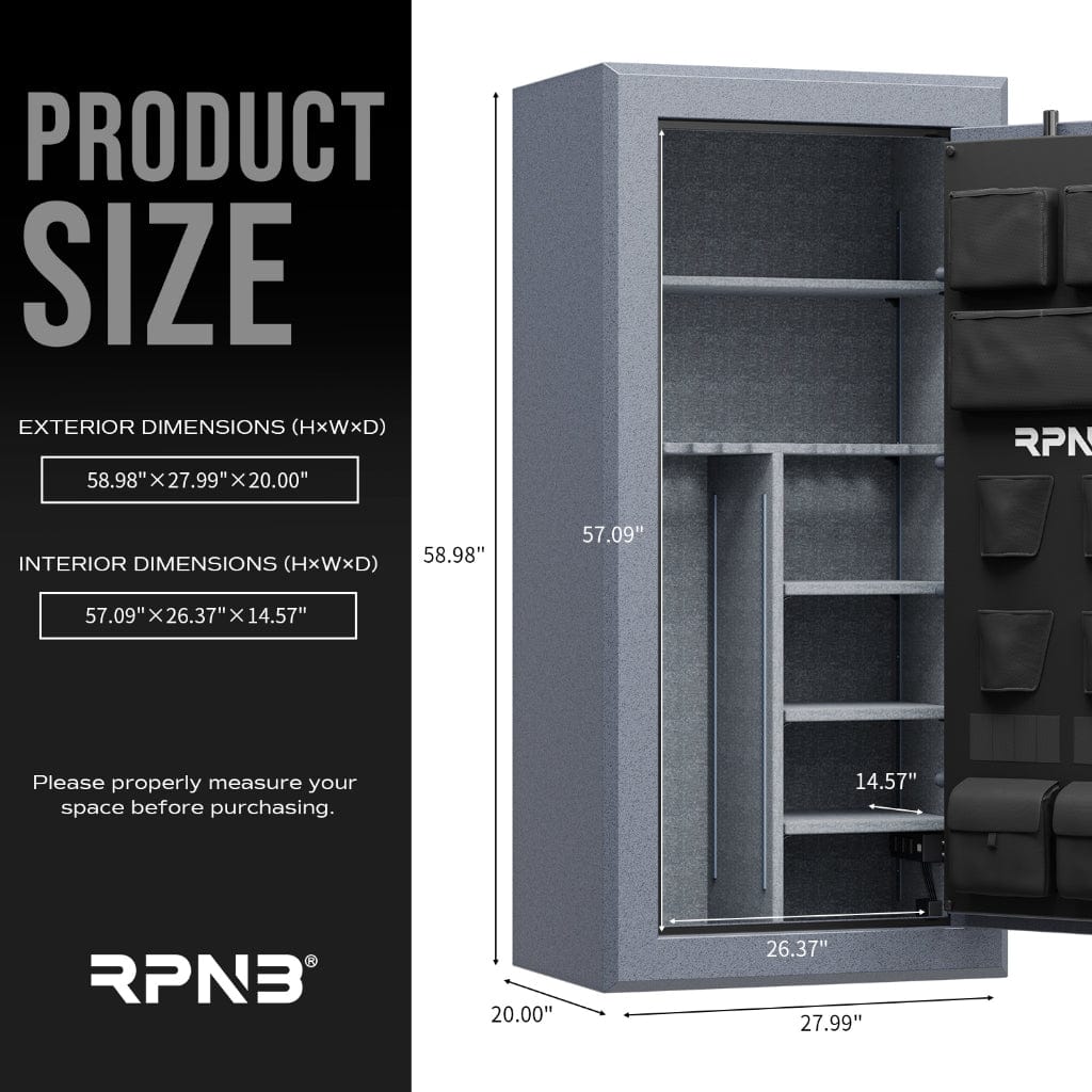 RPNB RPFS30-G RPFS Series Gun Safe | 30 Long Gun Capacity | 40 Minute Fire Rated | Biometric Lock