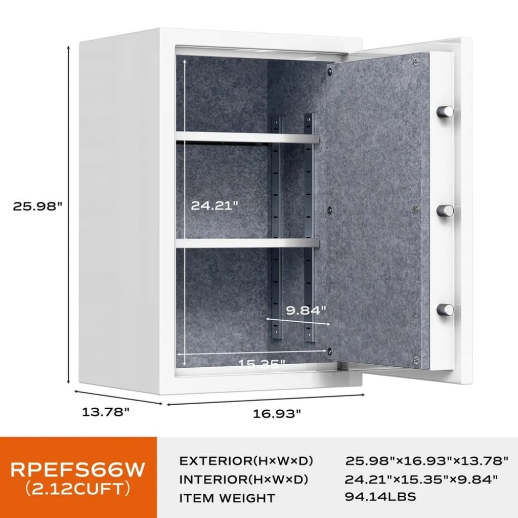 RPNB RPFS66 / RPEFS66W RPFS Series Home Safe | 30 Minute Fire Rated | Biometric Lock | 2.12 Cubic Feet