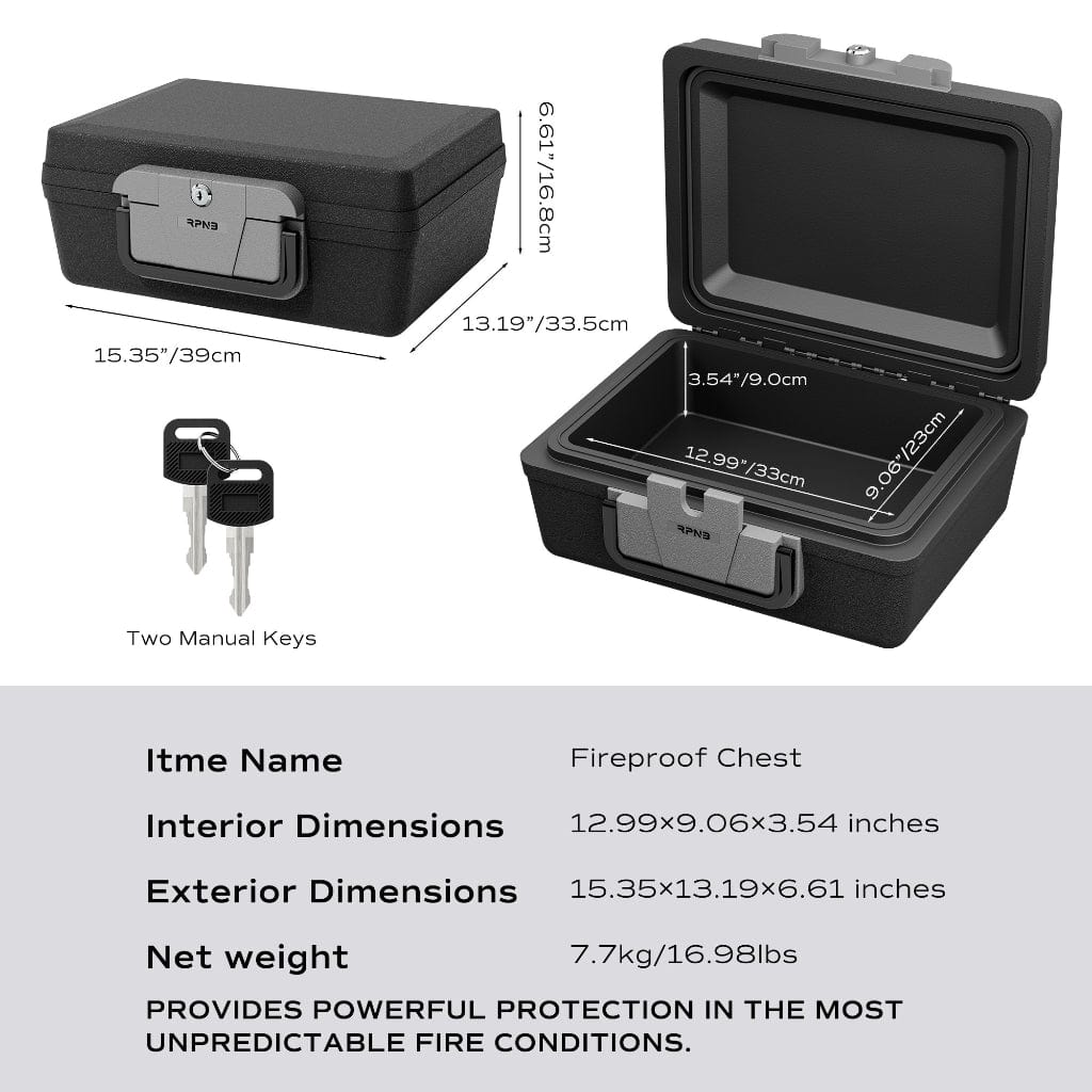 RPNB RPFST01 Fireproof Chest Safe | 30 Minute Fire Rated | IPX6 Rating | 0.24 Cubic Feet