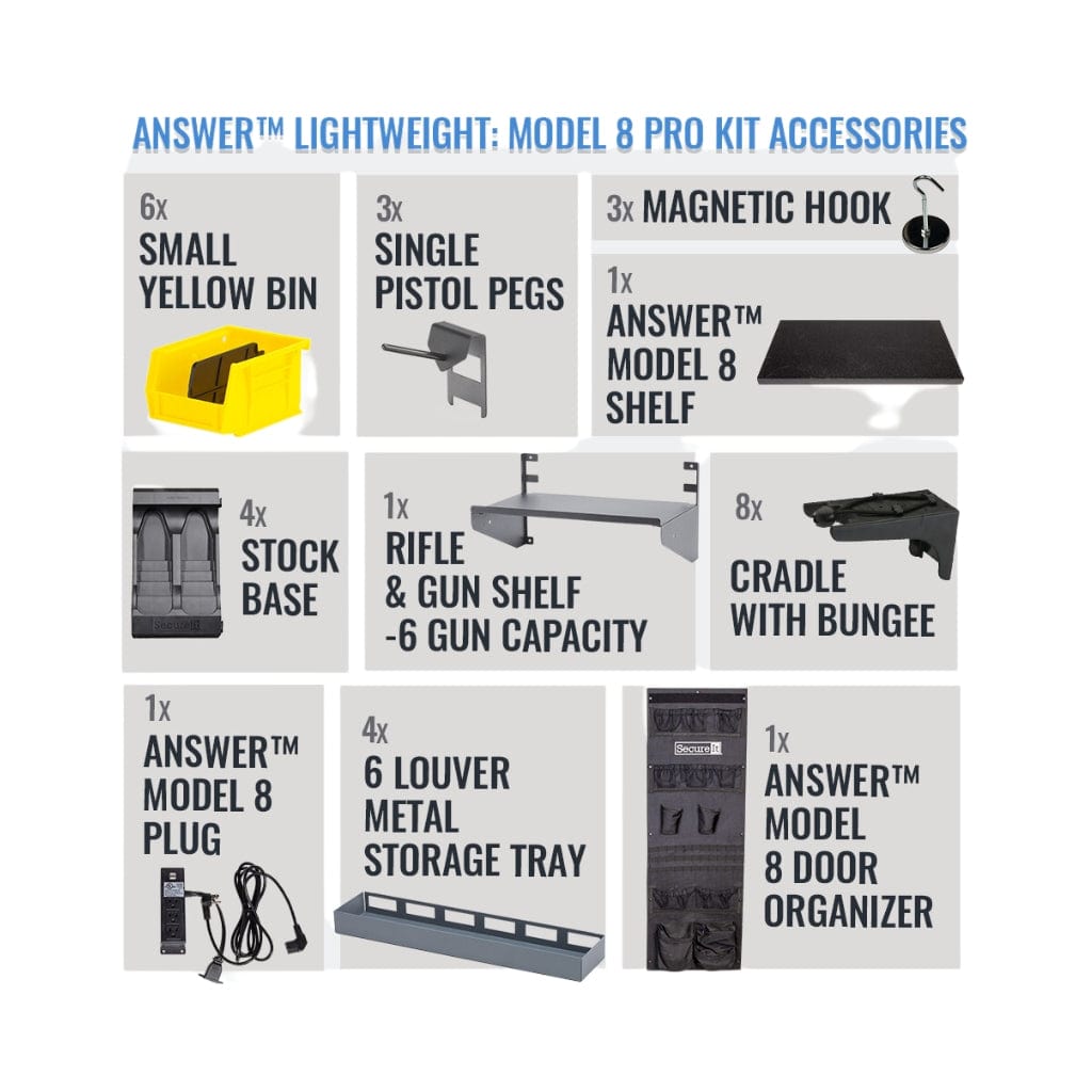 SecureIt ANS-59-08-PRO-YLW Answer Model 8 Pro Heavy Duty Ultralight Gun Safe | CDOJ Approved | 8 Long Gun Capacity | CradleGrid Technology