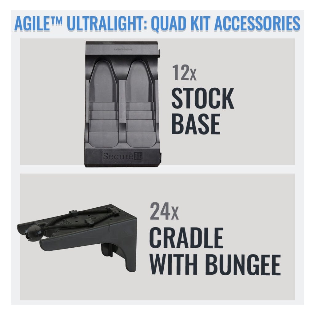SecureIt FB-QUAD-24 Agile Ultralight Quad Kit Model 52 &amp; 40 Gun Safe | CDOJ Approved | 24 Long Gun Capacity | CradleGrid Technology