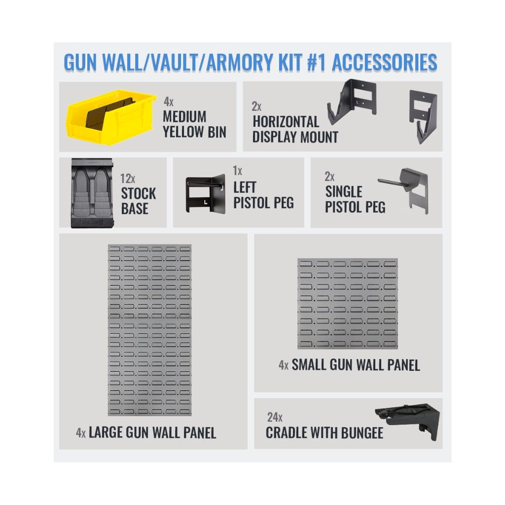 SecureIt SEC-GW-K1 Gun Wall, Vault, Armory Kit #1 | 24 Long Gun Capacity | 3 Handgun Capacity