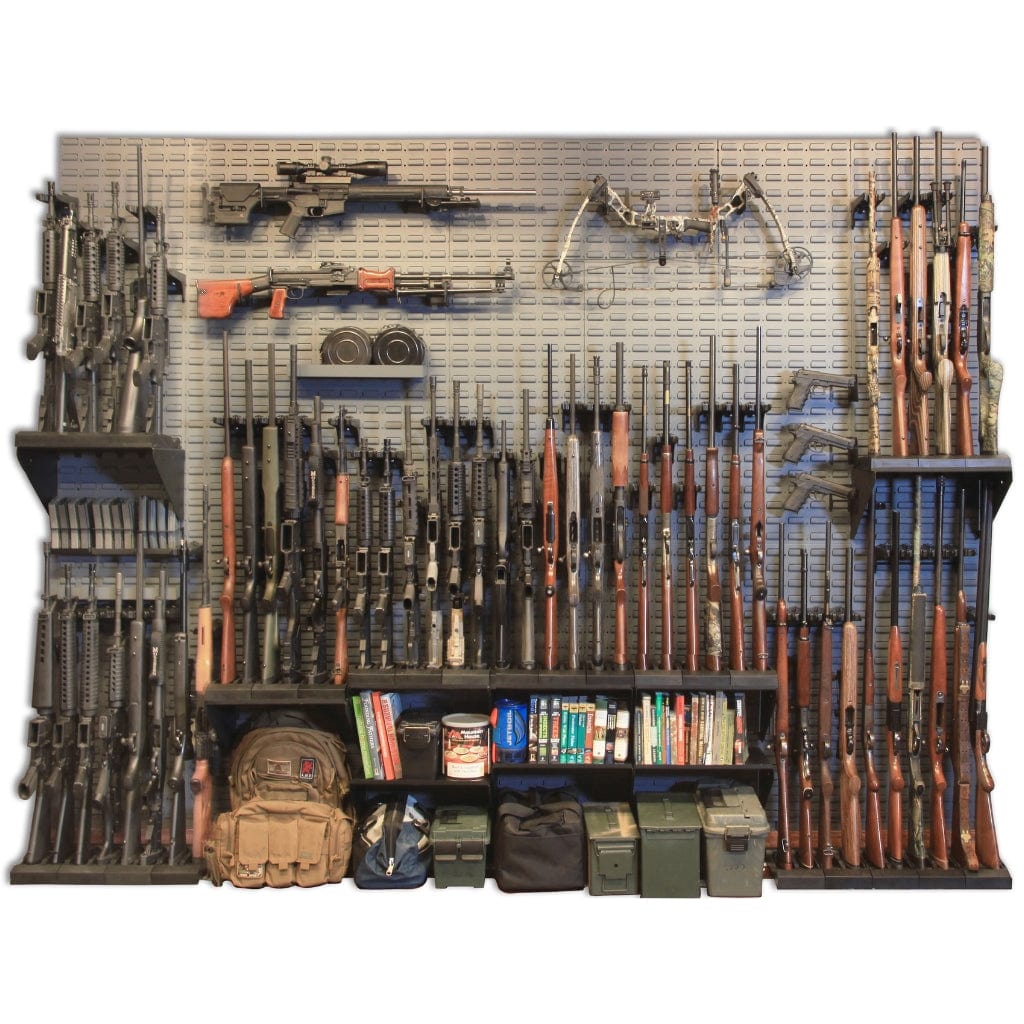 SecureIt SEC-GW-K8 Gun Wall, Vault, Armory Kit #8 | 54 Long Gun &amp; 3 Handgun Capacity | 9 Shelves