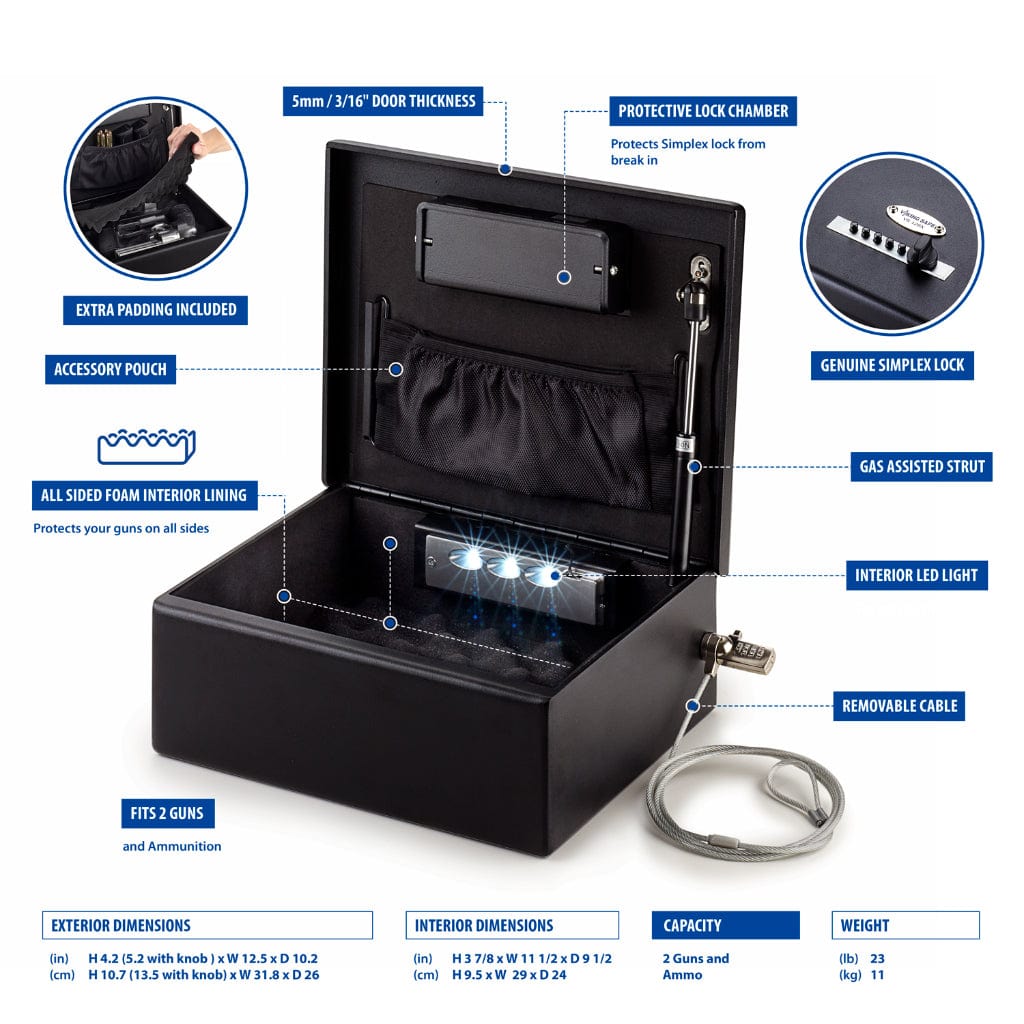 Simplex Gun Safe Viking VS-12LSX SX Series Compact Handgun Safe | 2 Gun Capacity ...