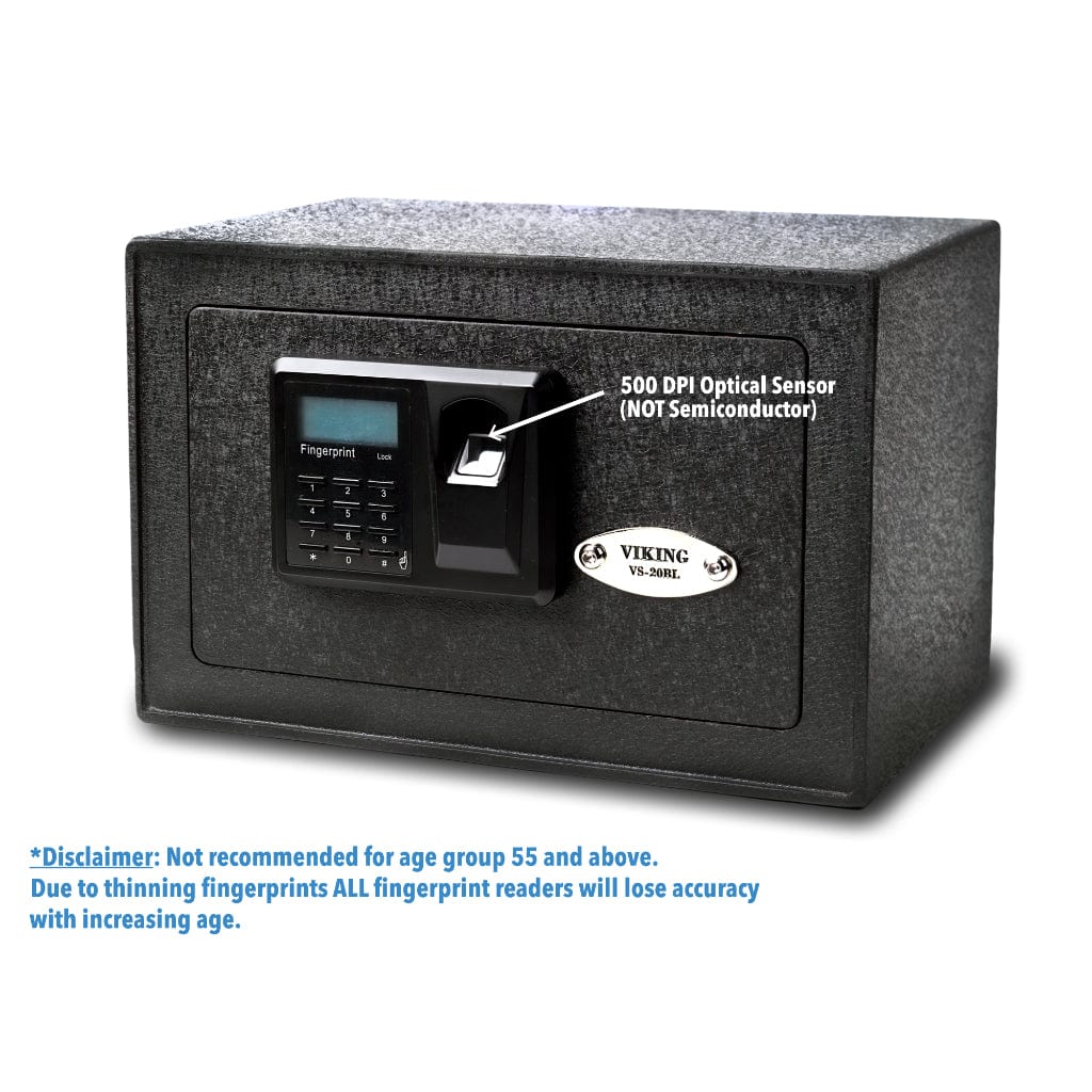 Viking VS-20BLX Mini Biometric Fingerprint Safe | Pry-Resistant | Motorized Deadbolt Locking System