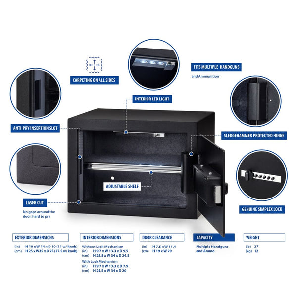 Viking VS-25SX SX Series Multi Handgun Safe | Pry-Resistant | Steel ...