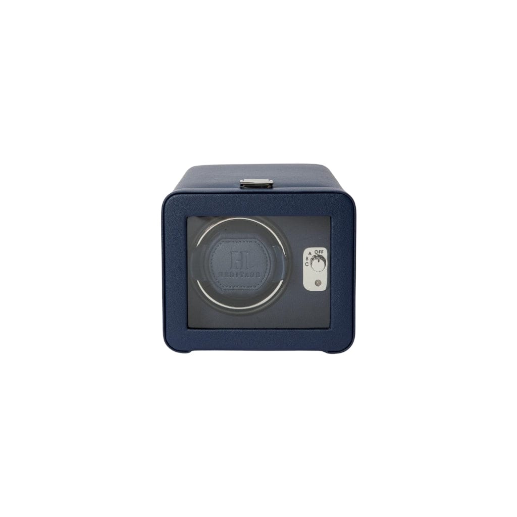 Wolf 452517 Heritage Windsor Single Watch Winder with Cover | 900 Turns Per Day | AC Power | Single Winding Module Navy