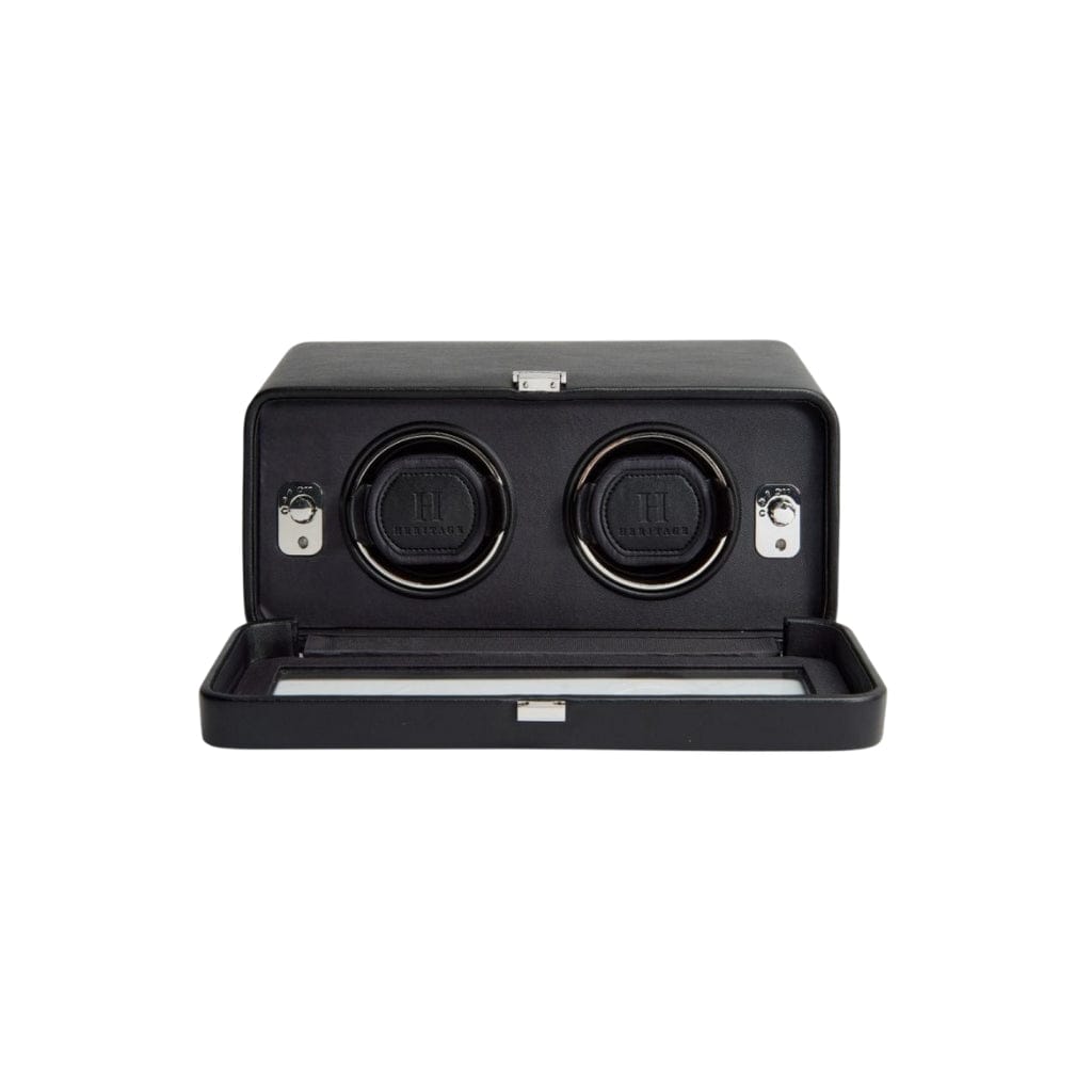 Wolf 4526029 Heritage Windsor Double Watch Winder with Cover | 900 Turns Per Day | AC Power | 2 Winding Modules
