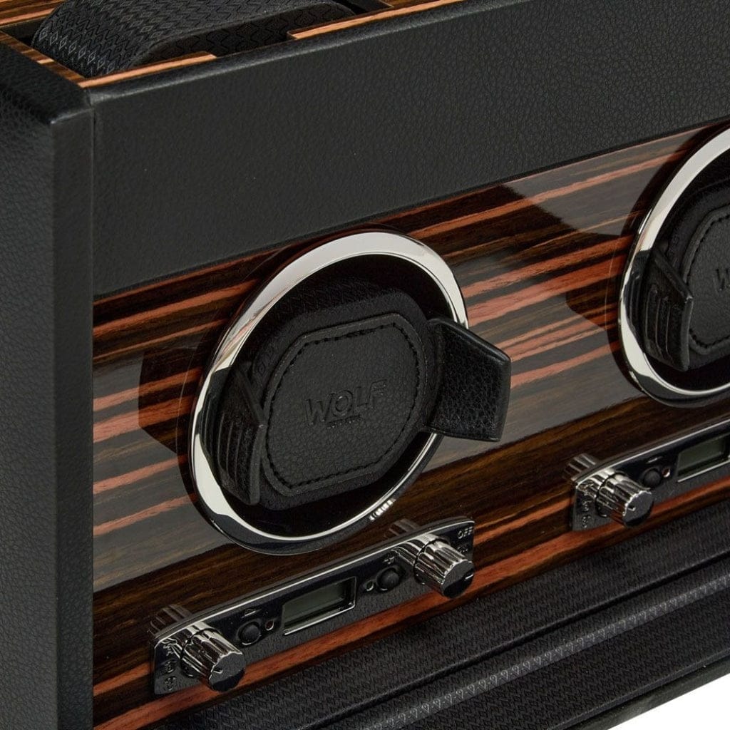 Wolf 457256 Roadster Double Watch Winder with Storage | 1200 Turns Per Day | Double Module and Watch Storage