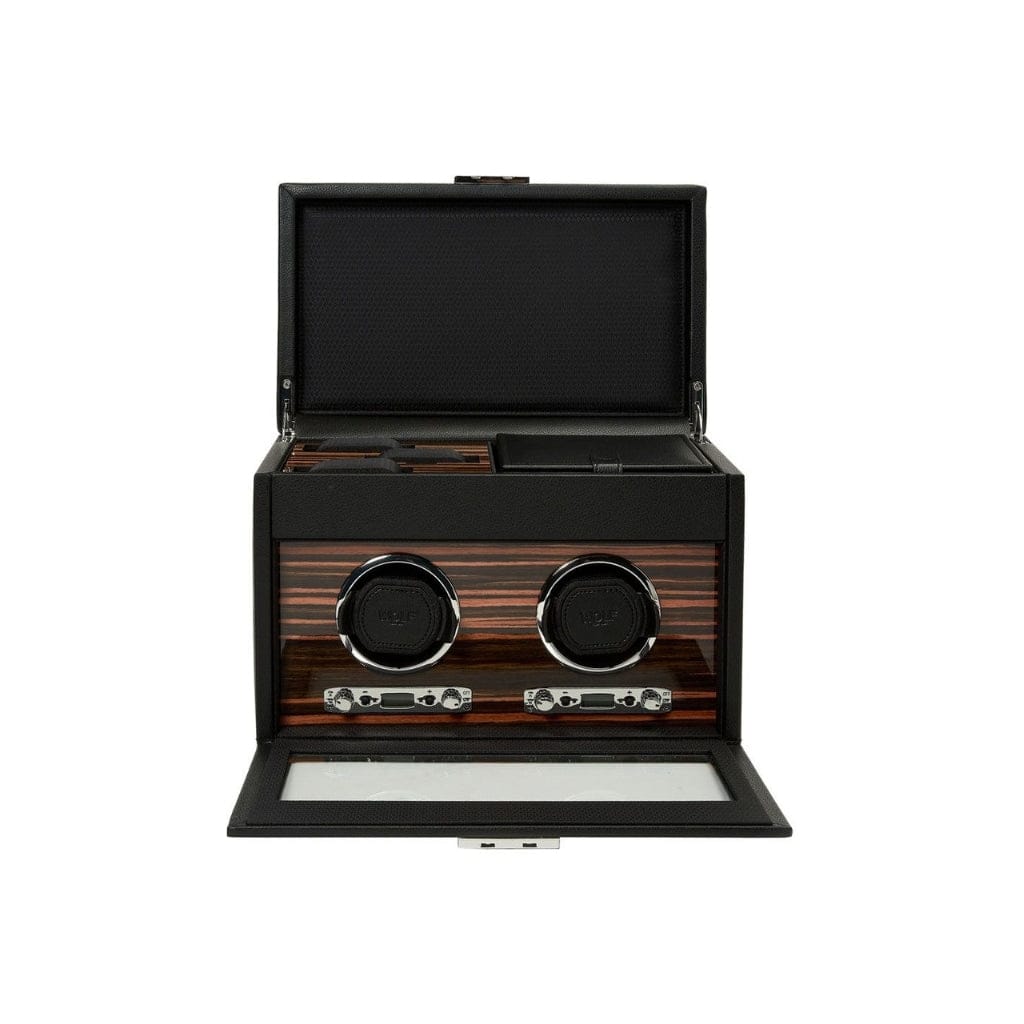 Wolf 457256 Roadster Double Watch Winder with Storage | 1200 Turns Per Day | Double Module and Watch Storage