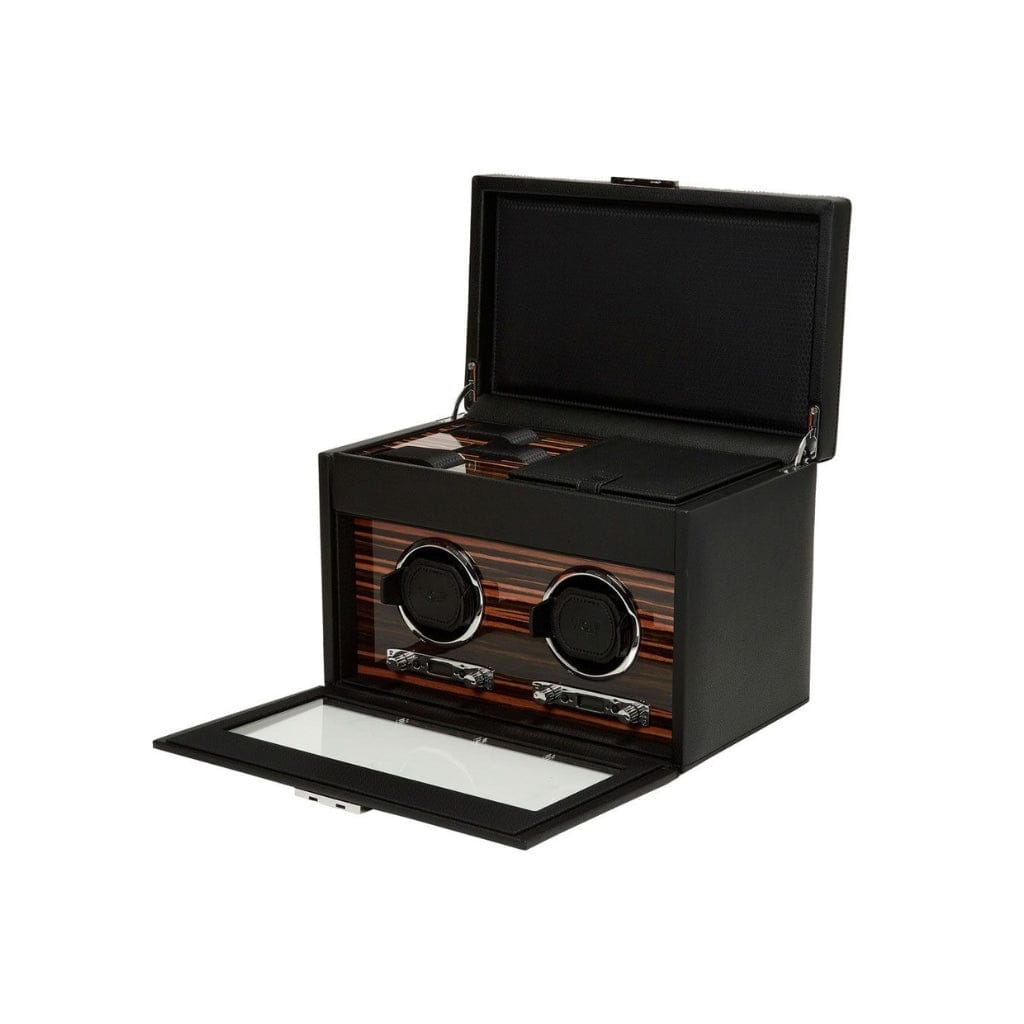 Wolf 457256 Roadster Double Watch Winder with Storage | 1200 Turns Per Day | Double Module and Watch Storage
