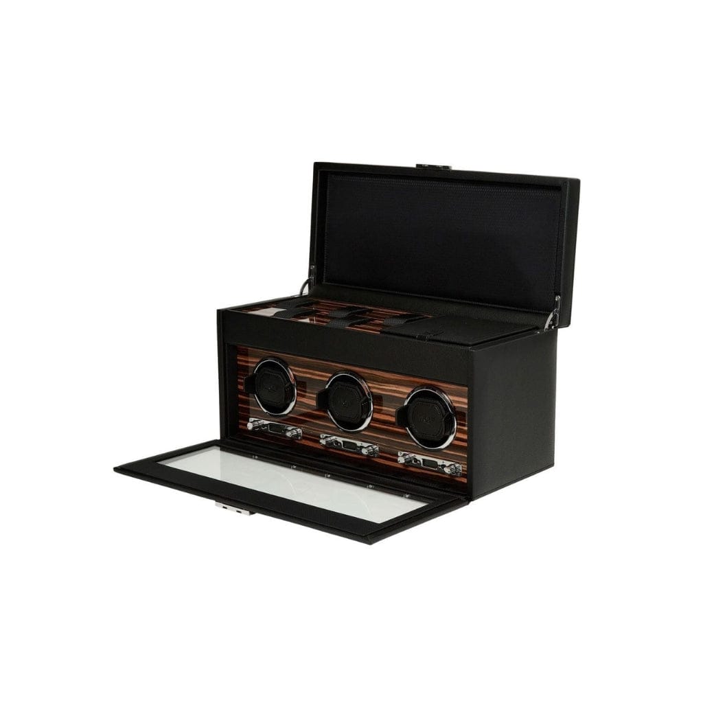 Wolf 457356 Roadster Triple Watch Winder with Storage | 1200 Turns Per Day | Triple Module and Watch Storage