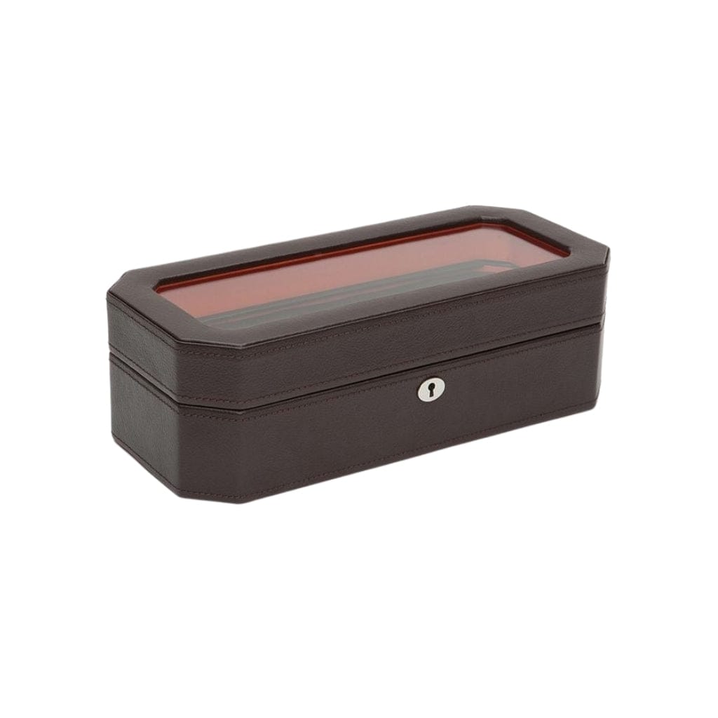 Wolf 458303 Heritage Windsor 5 Piece Watch Box | 5 Watch Capacity | Vegan Leather | Lockable Glass Cover
