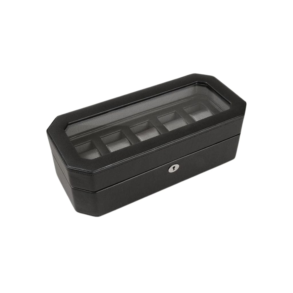Wolf 458303 Heritage Windsor 5 Piece Watch Box | 5 Watch Capacity | Vegan Leather | Lockable Glass Cover