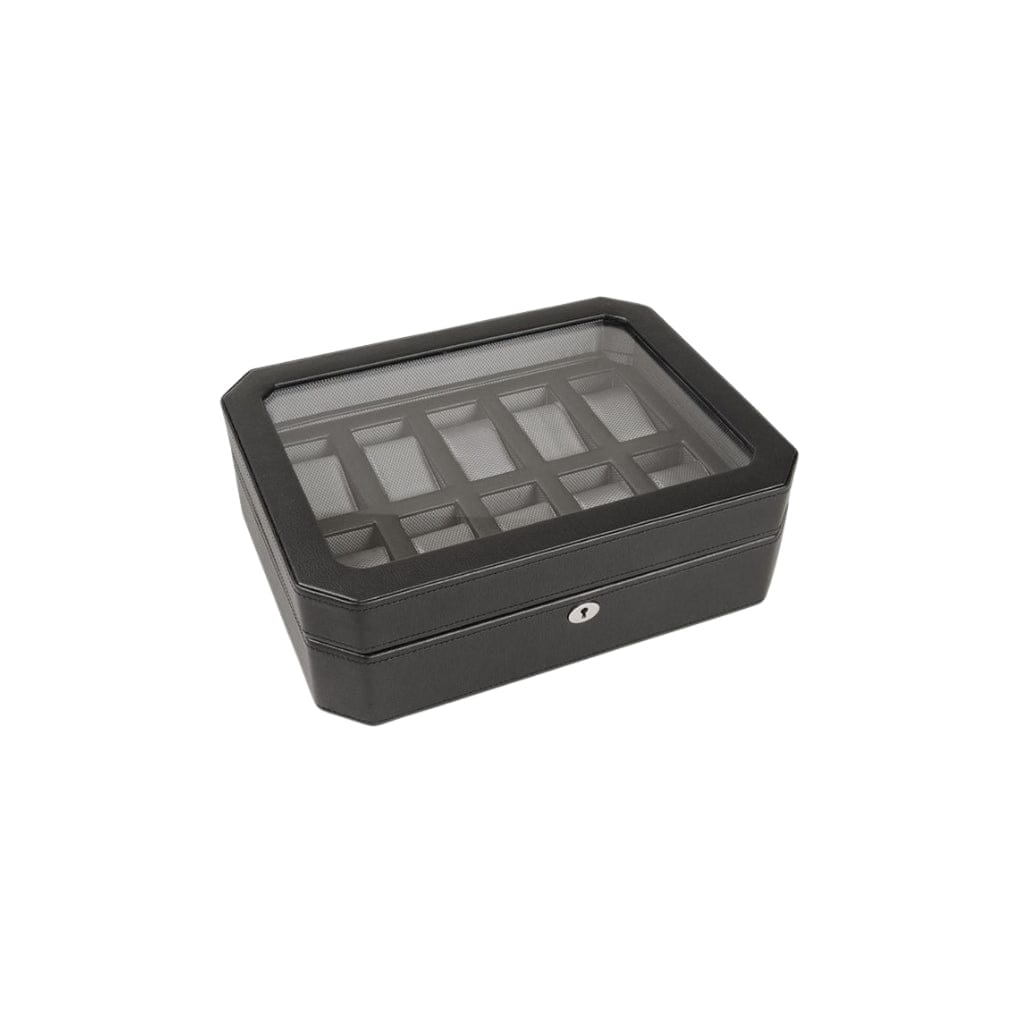 Wolf 458403 Heritage Windsor 10 Piece Watch Box | 10 Watch Capacity | Vegan Leather | Lockable Glass Cover
