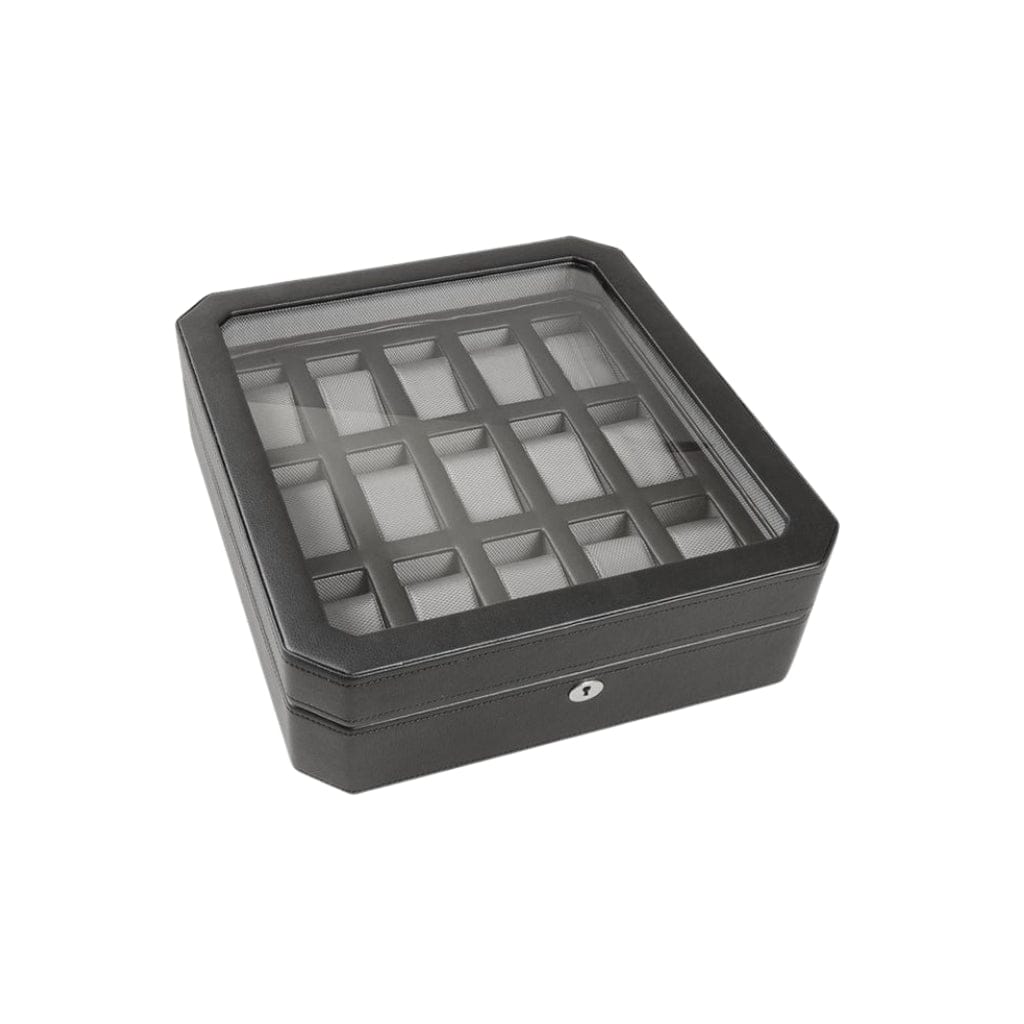 Wolf 458503 Heritage Windsor 15 Piece Watch Box | 15 Watch Capacity | Vegan Leather | Lockable Glass Cover