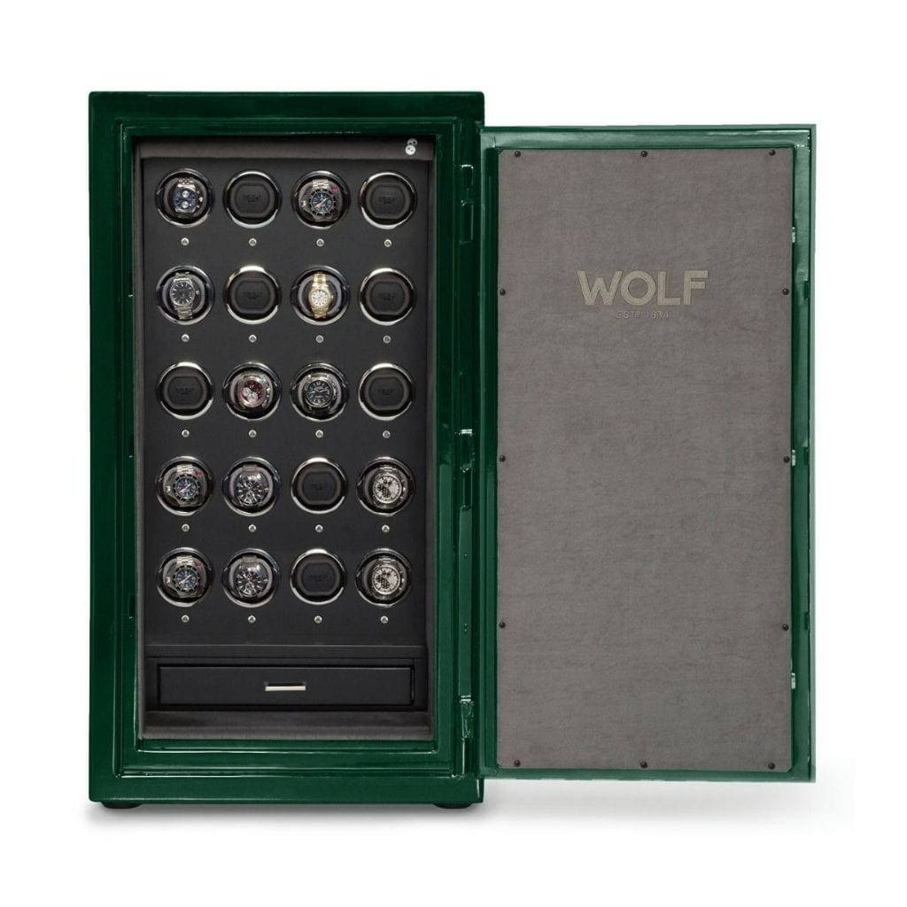 Wolf 4920 Atlas 20 Piece Watch Winder Safe | UL Certified Watch &amp; Jewelry Burglar Safe | UL Certified 120 Minutes Fireproof | 20 Watch Winding Capacity