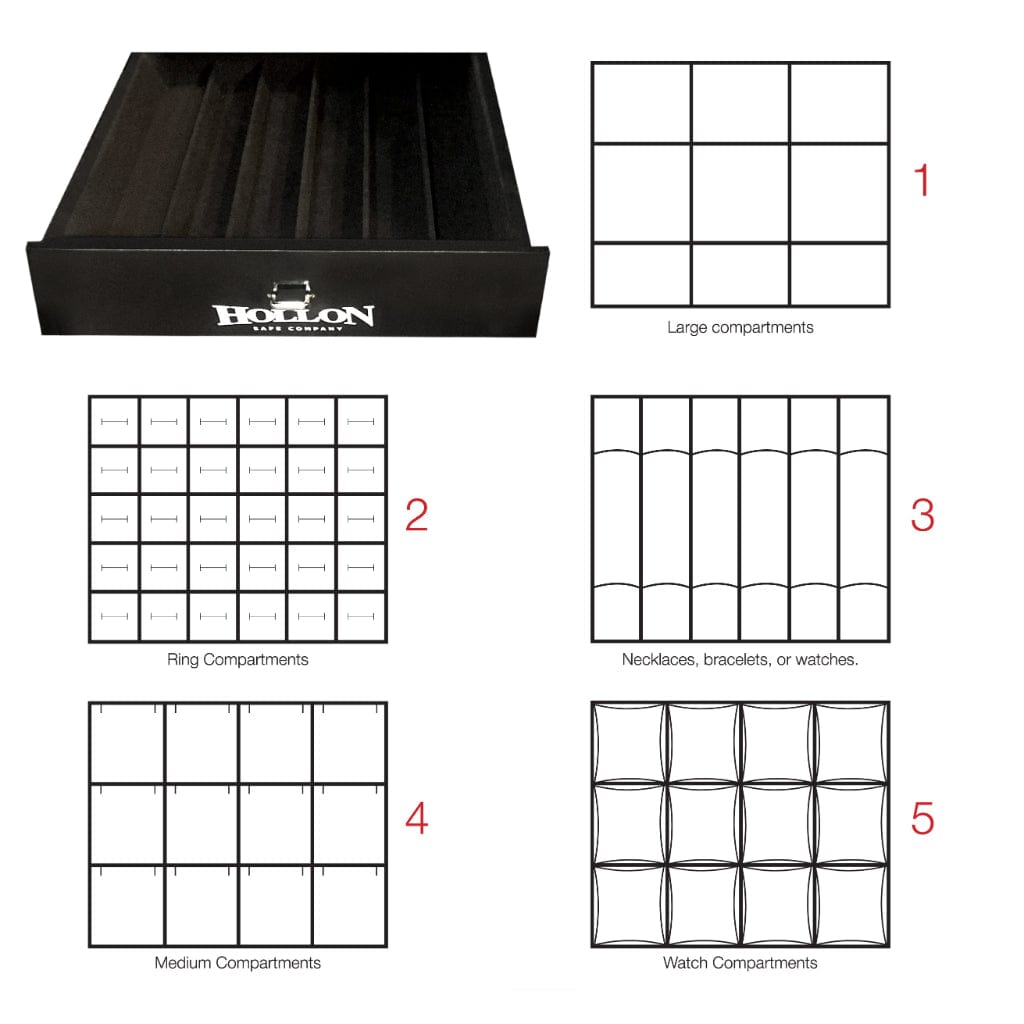 Hollon 685C-JD Jewelry Safe | 5 Drawers | Dial Lock | 120 Minute Fire Rated